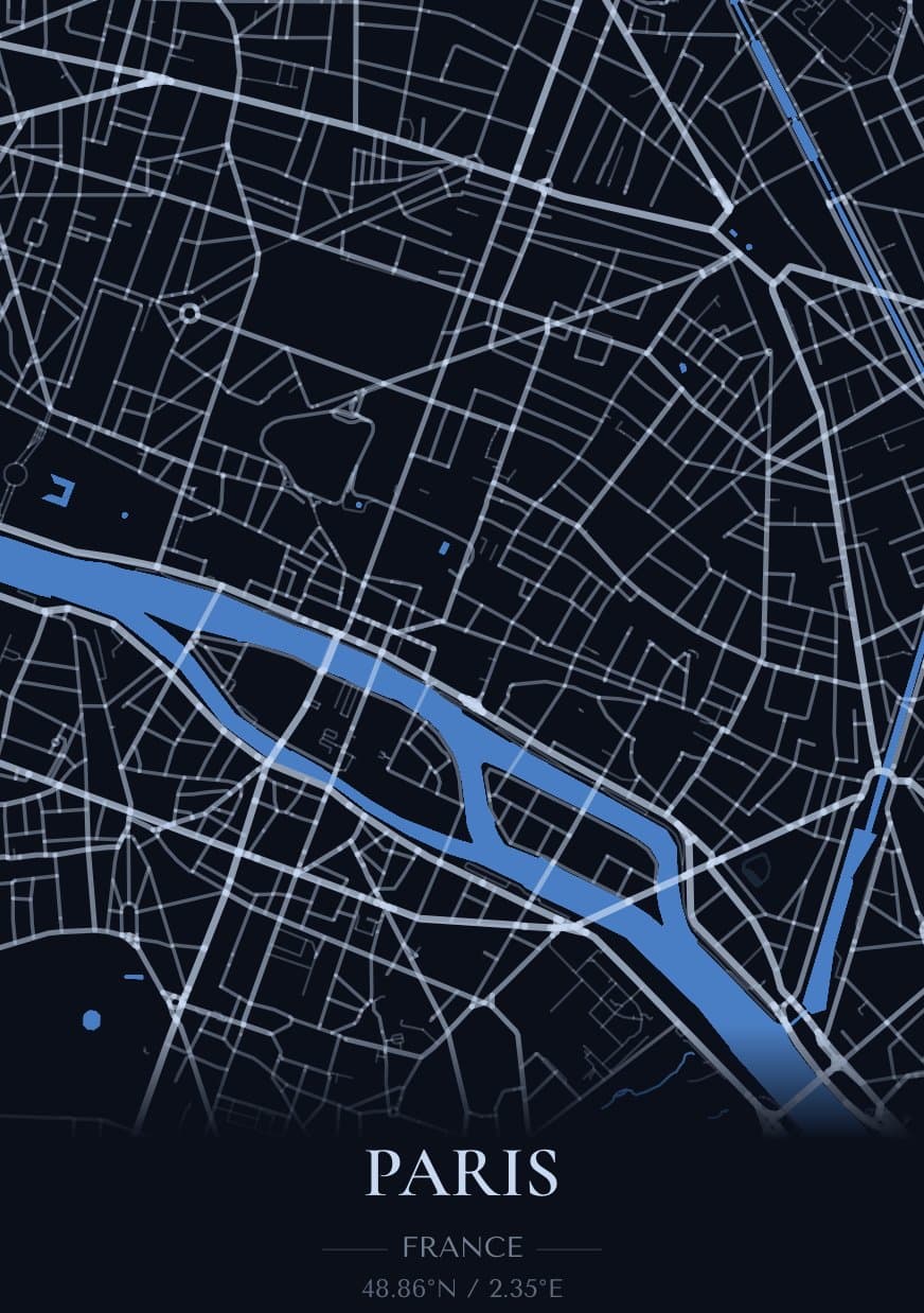 Paris — City Map (Midnight, Classic)